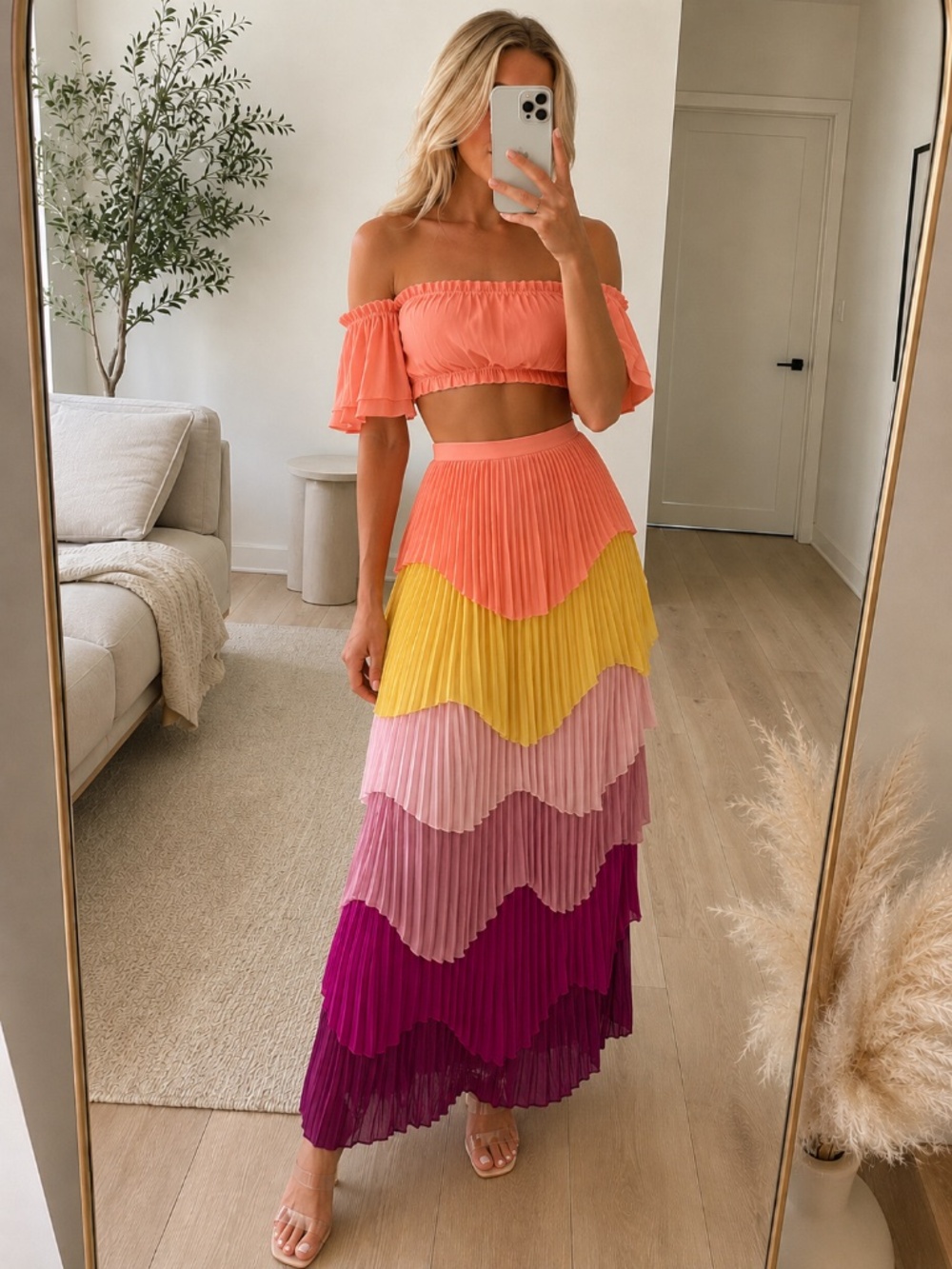 NWT Colorblock Pleated Maxi Set Medium